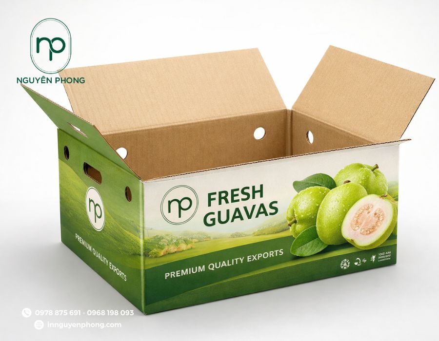 Thùng carton đựng ổi thiết kế nổi bật